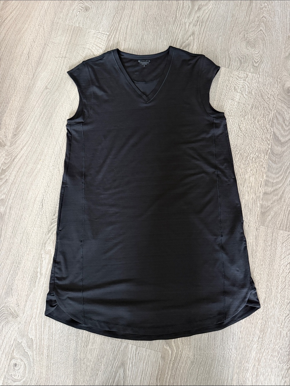 Athleta Black Rashguard V-Neck Mini Dress